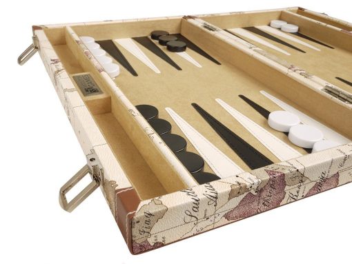 ¡Nuevo! - Set de Backgammon de Mapa de Lujo de 15 pulgadas - Tablero Blanco - Imagen 2