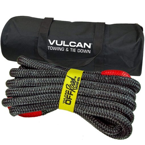 Cuerda de Recuperacion Off-Road VULCAN - 7/8 Pulgada x 30 Pies - Ojos Rojos - Resistencia de Rotura de 28,600 Libras - Incluye Bolsa de Almacenamiento Ventilada