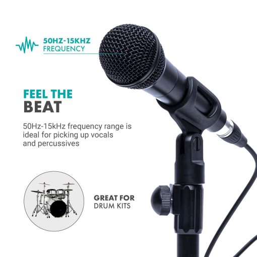 Microfono vocal dinamico Movo HV-M5 con montaje anti vibracion interno y parabrisas - Microfono dinamico compatible con XLR con adaptador de 6.35mm - Microfono profesional para cantar y grabar - Imagen 5