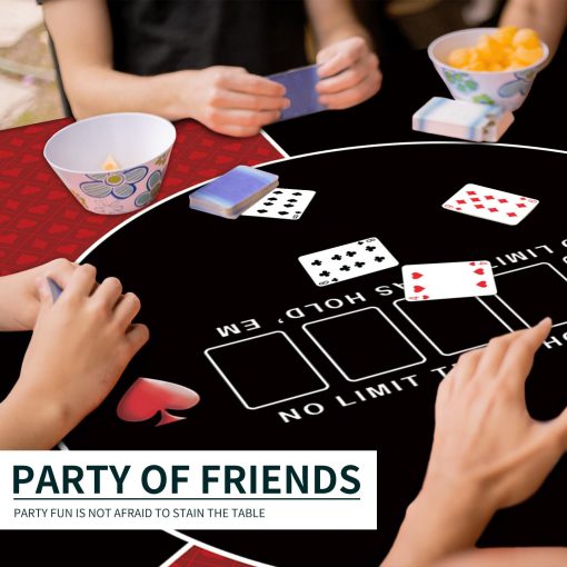 Tapete de poker cuadrado plegable de 24/31/39/47/55 pulgadas nuveti, Tapete portatil de goma antideslizante para 6 jugadores de Texas Hold'em, Juego de Mesa para Familia, Casino, Fiesta - Imagen 5