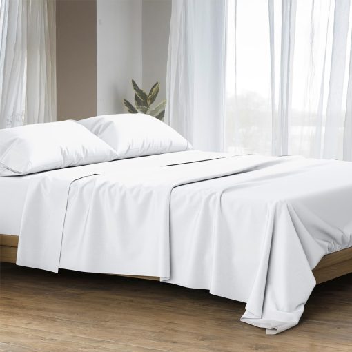 Juego de Sabanas King Ashton de Algodon Egipcio - 1500 Hilos Juego de Sabanas de Algodon Egipcio Tamano King, Sabanas de Lujo Tamano King, Sabanas de Alta Cantidad de Hilos con Bolsillos Profundos, Se Ajusta Hasta 19" - Blanco