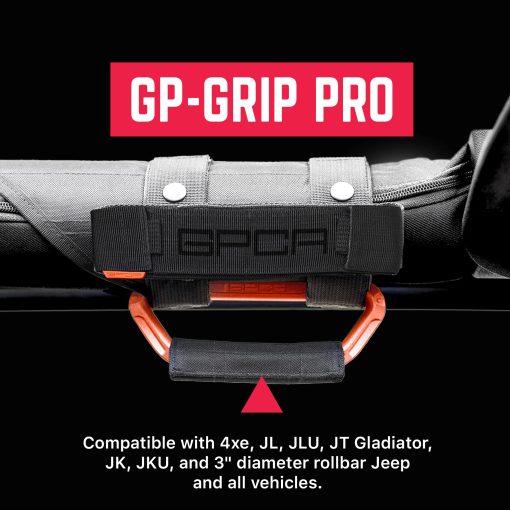 GPCA - GP Grip PRO, Manijas de Agarre Plegables de Aluminio Metalico Patentadas para Jeep Wrangler 4xe, JL, JT, JK, Sport, Sahara, Rubicon y Gladiator 4DR/2DR 2007-2023, Juego de 2, Naranja Agarrador - Imagen 2