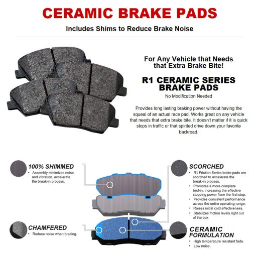Kit de Frenos y Discos Traseros R1 Concepts | Pastillas de Freno Traseras | Discos y Pastillas de Freno | Pastillas y Discos de Freno de Ceramica | compatible con Audi TT 1998-2020, Volkswagen Beetle, Golf, Golf City, Jetta - Imagen 9