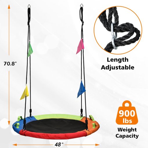 Columpio en forma de arbol HeyZoo de 48 pulgadas, columpio volador mas grande para toda la familia, capacidad de peso de 900lbs, con correas colgantes ajustables, juegos de columpios para el patio trasero, para el parque al aire libre, Multicolor - Imagen 4