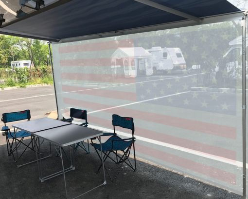 Toldo para RV Tentproinc Sun Shade Screen 7' X 16' 3'' (Bandera Americana) Malla Gris Parasol para Toldo de Remolque Camper Bloqueador de UV Kits Completos - Imagen 2