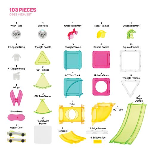 Set Mega de SQUAREGLES Oggs - 103 Piezas de Azulejos Magneticos con Imanes Fuertes para Aventuras Imaginativas y Juego Creativo - Imagen 2