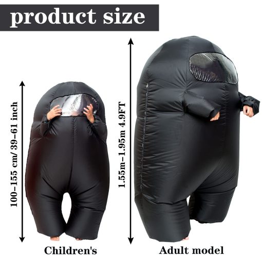 Disfraz de astronauta inflable Timisea disfraz divertido de Halloween Traje espacial de fiesta Juego de caretas de la escuela (Azul, Ninos (100-155cm)) - Imagen 2