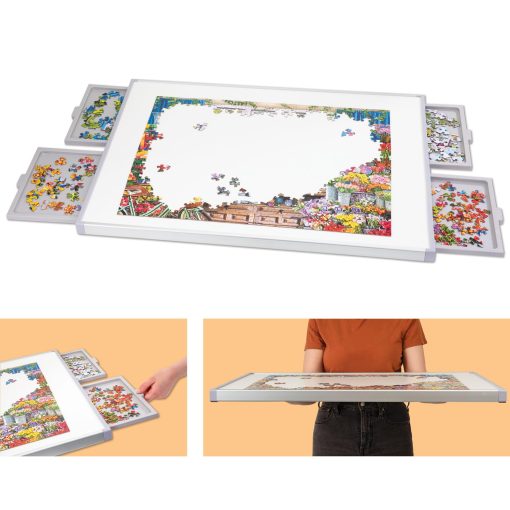 Bits and Pieces - Tablero de rompecabezas de 1500 piezas con cajones - Jumbo Pro Plateau - Organizador ligero de rompecabezas de mesa de lujo y sistema de almacenamiento de rompecabezas - Imagen 2