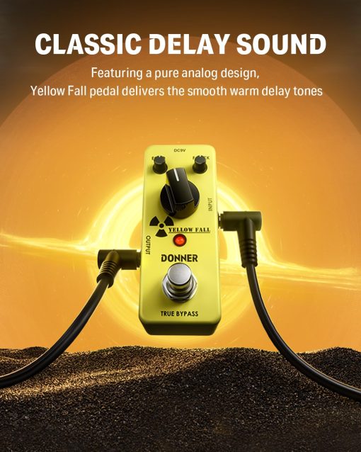 Pedal de Retardo para Guitarra Donner para Pedaleras, Guitarra Electrica, Efecto de Retardo Analogico Amarillo Vintage Pedal de Retardo Bypass Verdadero - Imagen 2