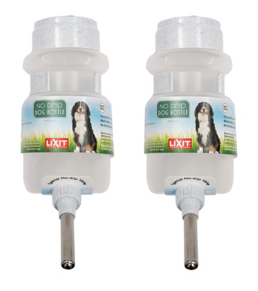 Botellas de Agua Lixit Top Fill NO-Drip para Perros (44 onzas liquidas (Paquete de 2), Blanco)