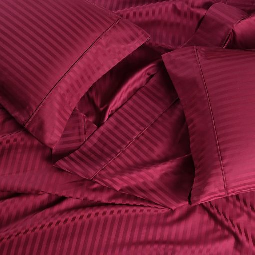 Juego de Sabanas Royal Hotel Bedding a Rayas - Split-Queen: Sabanas Ajustables para Cama Queen - Set de 5 Piezas - 100% Algodon - 600 Hilos - Bolsillo Profundo, Split Queen, Lila - Imagen 5