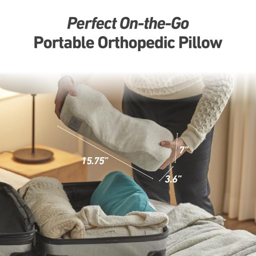 Almohada Portatil Kanuda Mini - Almohada Ortopedica Portatil para Soporte de Cuello, Facil de Transportar Espuma Viscoelastica Refrescante de Diseno Ergonomico para Durmientes de Lado y Espalda - Beige - Imagen 4