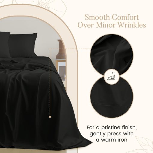Juego de Sabanas 100% Algodon Egipcio Tamaño Split King, 800 Hilos, Set de 4 Piezas, Sabanas de Cama, Sabanas de Algodon, Bolsillo Profundo de 16" (Para Colchones de Hasta 18") - Negro - Imagen 3