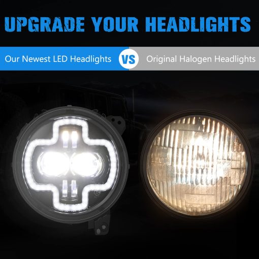 Faros LED de 9 pulgadas BUNKER INDUST con aro DRL, Par de faros redondos con luces diurnas para Jeep Wrangler JL 2018 2019 2020 2021 2022 Jeep Gladiator JT Accesorios - Imagen 2