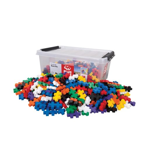 PLUS PLUS BIG - Set de Juego Abierto - 400 Piezas en Recipiente de Almacenamiento - Mezcla de Colores Basicos, Juguete de Construccion STEM, Bloques de Rompecabezas Grandes Entrelazados para Ninos Pequenos y Preescolares