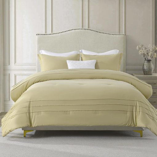 Juego de Edredon de Lujo de Algodon Queen - Edredones de Algodon de Fibra Larga para Cama Queen, Juego de Ropa de Cama Beige con Edredon Queen y 2 Fundas de Almohada - Imagen 2
