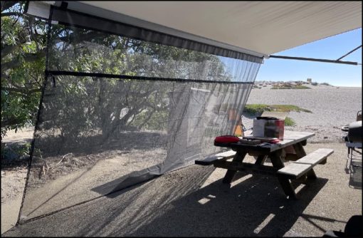 Toldo para RV con Pantalla Solar con Cremallera 9' X 17' 3'' (Apto para Toldo de 18') - Malla Negra Bloqueadora de Rayos UV Kit Completo para Remolque de RV Autocaravana - Viene con Set de Martillo de Clavijas - Imagen 2