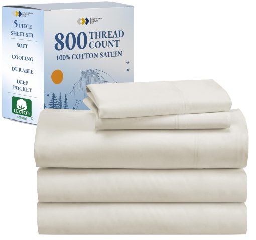 Juego de Sabanas de Lujo California Design Den para Split King Ajustable - Suaves como la Mantequilla 800 Hilos 100% Algodon - Supera las Falsas Reivindicaciones Egipcias, Juego de Ropa de Cama con Sabanas Ajustables XL Gemelas Duraderas (Marfil)