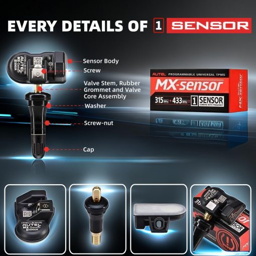 Sensor de presion de neumaticos Autel MaxiTPMS MX-Sensor 8pcs Dual Frequency 315/433MHz Programado por TS401 TS408 TS501 TS508 TS601 TS608 MK808TS MX808TS MS906TS ITS600 - Imagen 6