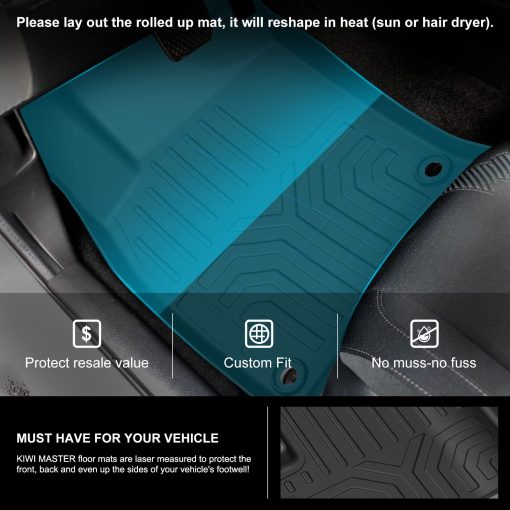 Tapetes KIWI MASTER Compatible con Honda Civic 2016-2021 Accesorios Juego de Alfombras a Medida con Borde Elevado, Proteccion para Todos los Asientos Negro Bandeja de Piso de TPE para Vehiculos - Imagen 2