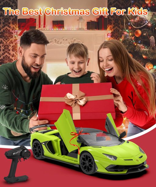 Carro de Control Remoto Lamborghini AEROQUEST, Modelo Oficial con Licencia 1:14 Lamborghini RC Car 7.4V 500mAh, Coche de Juguete Rapido a 15 km/h para Adultos Ninos Ninas, Idea de Regalo de Cumpleanos, Verde - Imagen 7