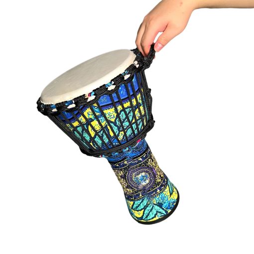 RUOSWTE 8.5 "Djembe Drum, Bongo Drum, Percusion Musical, Cara de Tambor de Piel de Cordero, Afinacion Profesional, Tambor de Mano - Azul Arce - Imagen 2