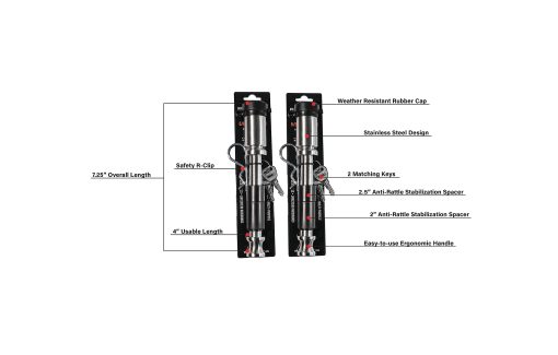 Pasador de bloqueo de enganche de remolque de acero inoxidable a prueba de balas con tapa de goma resistente a la intemperie, diametro de 5/8" - Ajuste universal - Paquete de 2 - Imagen 2