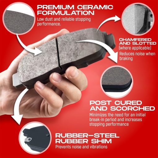 Kit de Frenos y Discos Traseros R1 Concepts | Pastillas de Freno Traseras | Discos y Pastillas de Freno | Pastillas y Discos de Ceramica Euro | Kit de Hardware | Compatible con Cadillac BLS 2003-2011; Chevrolet Vectra; Saab 44807 - Imagen 5