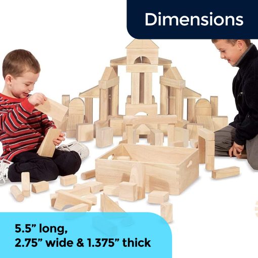 Conjunto Estandar de Bloques de Construccion para Ninos Pequenos con Bandeja de Almacenamiento (64 Pzs) Bloques de Madera Lijada para Ninos, Aprendizaje Original STEAM y STEM, Juguetes de Madera Clasicos para Fiestas Infantiles y Aulas - Imagen 5