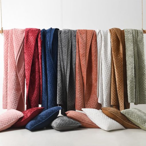 Juego de Edredon de Terciopelo Liians, Conjuntos de Ropa de Cama de Lujo, Elegante Ultra Suave Edredones de Terciopelo, Mantas, Colchas con Patron de Tejido Acolchado para Todas las Estaciones, Blanco, Tamano Queen - Imagen 9