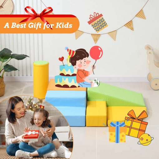 Conjunto de 6 Piezas de Juguetes de Escalada de Cuero PU Suave para Ninos - Estructuras de Escalada de Espuma para Ninos de 3 Anos, Juego de Escalar y Gatear, Equipo de Trepar Gimnasio de Actividades de Espuma - Imagen 6