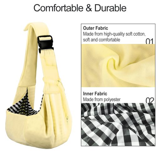PETLOFT Bolsa reversible para transportar perros y gatos, Bolsa pequena para perros, Bolsa ajustable para perros, Bolsa de bandolera manos libres con gancho para collar para perros/gatos/conejos de hasta 11 libras (Beige) - Imagen 3