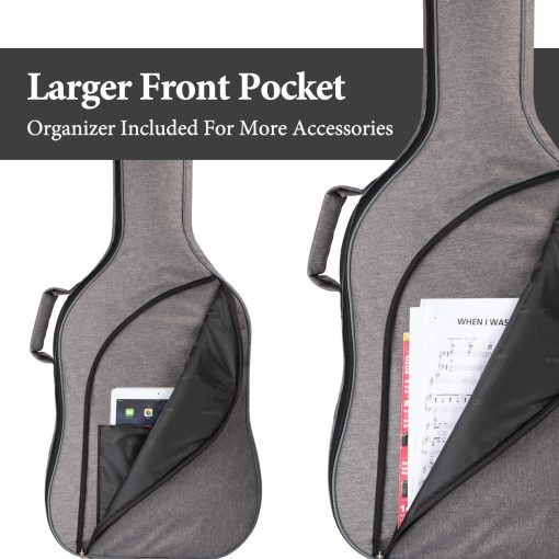 Funda para guitarra electrica CAHAYA Gig Bag Backpack para bajo acolchada 0.3 pulgadas de grosor, Gris CY0202 - Imagen 6