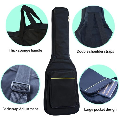 Funda de guitarra electrica moosiker con acolchado suave de 0.3 pulgadas y correas ajustables dobles para guitarra electrica B (39 pulgadas - 6MM de grosor - Negra) - Imagen 3
