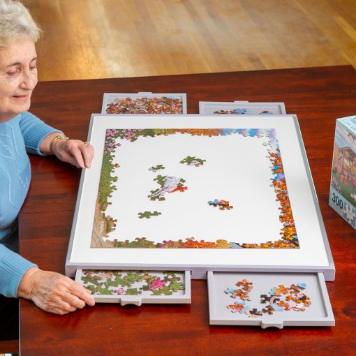 Bits and Pieces - Tablero de rompecabezas de 1500 piezas con cajones - Jumbo Pro Plateau - Organizador ligero de rompecabezas de mesa de lujo y sistema de almacenamiento de rompecabezas - Imagen 5