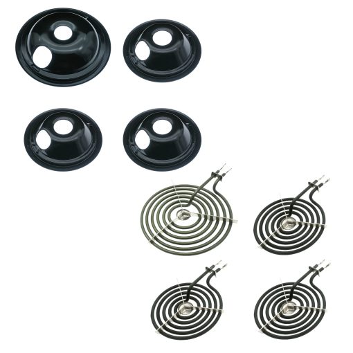 Kit de bandejas de goteo Siwdoy WB31M20 WB31M19 (3 piezas 6" y 1 pieza 8" Pan) y kit de quemadores de superficie WB30M1 WB30M2 (3 piezas 6" y 1 pieza 8"), compatible con estufas GE Hotpoint Range