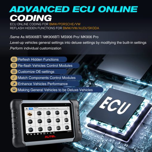 Autel MaxiPRO MP808S PRO Ver. c/ 11 Adaptadores OBD, Actualizacion Gratuita por 2 anos, Herramienta de Escaneo Bidireccional Avanzada para Codificacion de ECU 2024, Igual a MP900/ MS906S, Actualizacion de DS708 DS808 MP808 con mas de 30 Servicios, Compatible c/ MV108S - Imagen 4