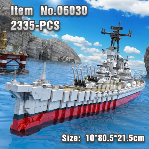 Set de bloques de construccion de buque de guerra USS Missouri ledualbabr, Haz un modelo de buque de guerra militar de la Segunda Guerra Mundial, regalo de juguete de bloques para ninos o adultos (2631 piezas)! - Imagen 2