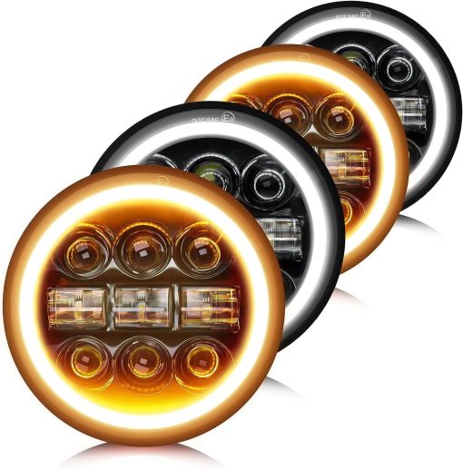 Faros LED redondos de 5.75 pulgadas CO LIGHT con DRL blanco y luz intermitente ambar y luz de proyector LED de haz alto/bajo sellado Compatible con Thunderbird Torino 4 piezas