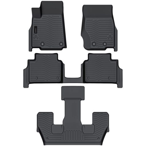 Tapetes para piso Auxko All Weather de 3 filas para Jeep Grand Cherokee L 2021-2024 (6 pasajeros sin consola central) Tapetes de Goma TPE Negros - Imagen 2