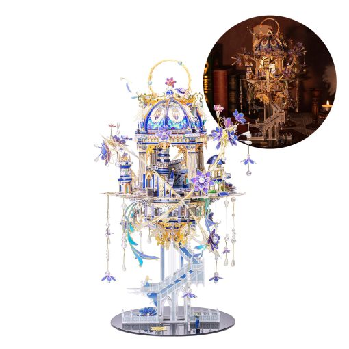 Rompecabezas metalico 3D para adultos Romeo y Julieta con caja de musica con iluminacion, kits de modelado de palacio de duendes, construccion en miniatura, regalo de amor para decoracion del hogar, 331 piezas - Imagen 2