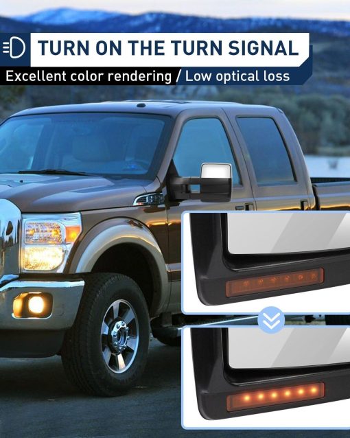 Espejos de Remolque de Reemplazo ECCPP para Ford F150 2007-2014 Cromados con Senal de Giro LED, Calentados y con Luz de Charco - Imagen 5