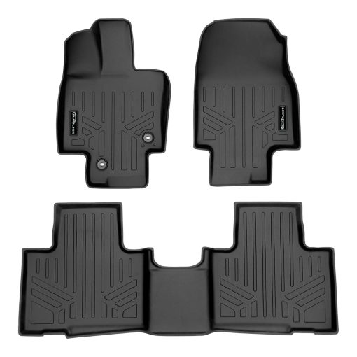 SMARTLINER Juego de Tapetes para Pisos de 2 Filas Negro Compatible con Highlander 2020-2022 (Compatible con Asientos de 2da Fila Tipo Banca o Tipo Cubo con Consola Central)