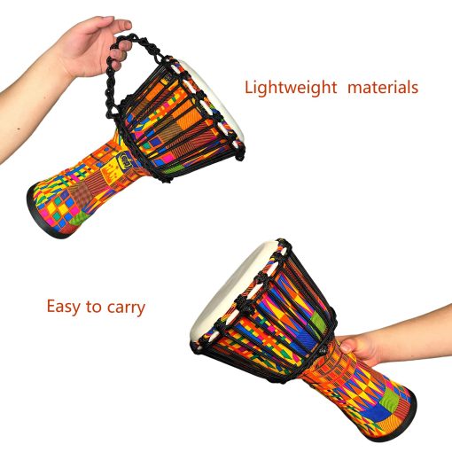 RUOSWTE 8" Tambor Djembe, Tambor Bongo, Percusion Musical, Cara de Tambor de Piel de Oveja, Afinacion Profesional, Tambor de Mano de Estilo Africano Occidental, El Regalo para Principiantes. - Imagen 5