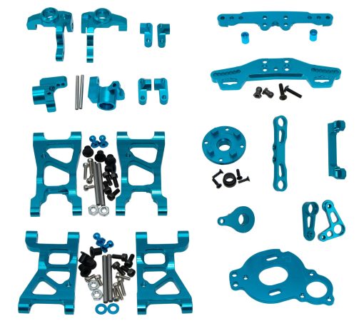 Actualizaciones Compatibles con Tamiya XV01 1/10#XV01-WRCRC Impreza WRX STI 58528 Rc Car Brazo de Suspension Oscilante Soporte de Codigo de Brazo, Copa de Direccion Soporte de Eje Motor Piezas de Aleacion Accesorio(Azul) - Imagen 2