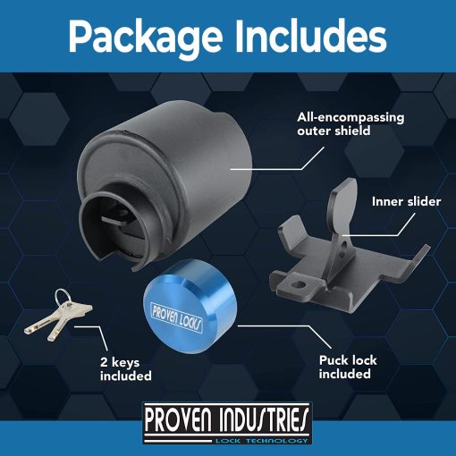 Candado para remolques Proven Industries Modelo 2516, Se adapta a enganches de 2 5/16 pulgadas, Asegura cadenas de seguridad, Fabricado en EE. UU. (Azul) - Imagen 5