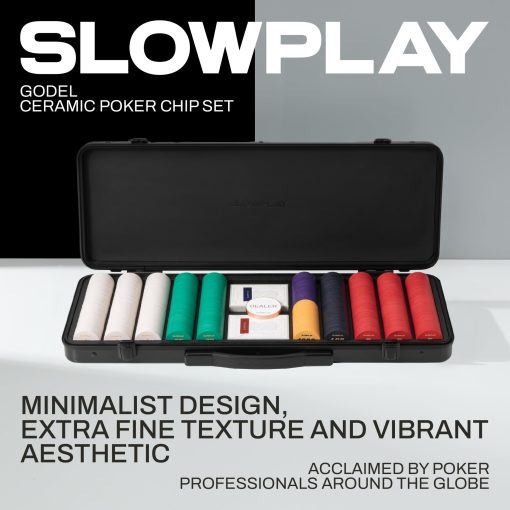 Set de Fichas de Poker de Ceramica SLOWPLAY Godel para Texas Hold'em, 500 PCS [con Valores Numerados], 43mm y 12g Cada uno | Incluye un Estuche de Fichas de Alta Gama con Cubierta de Policarbonato Aleman Extra Resistente - Imagen 2