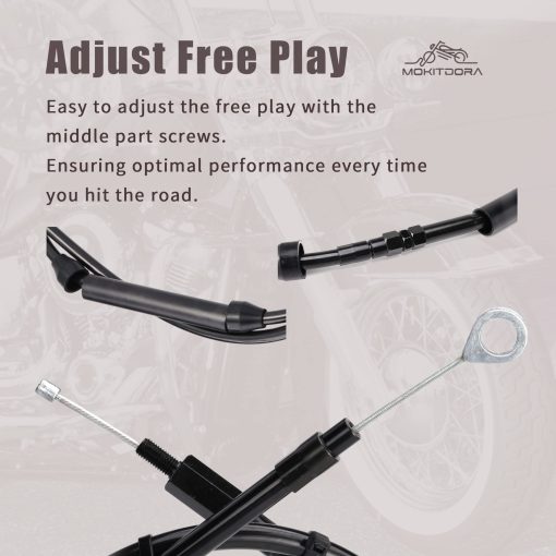 Cable de Embrague MoKitDora Negro +2" de Longitud Extendida Mejorado para Modelos Harley Twin Cam Evolution de 1987-2006 con Transmision de 5 Velocidades, Modelos Touring Dyna Softail, Negro - Imagen 6