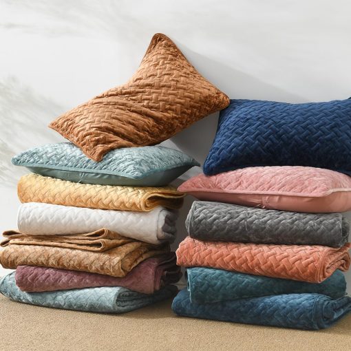 Juego de Edredon de Terciopelo Liians, Juego de Ropa de Cama de Lujo, Elegantes Ultra Suaves Edredones de Terciopelo, Mantas de Cubierta, Colcha de Costura Tejida para Todas las Estaciones, Rojo, Tamaño Queen - Imagen 7