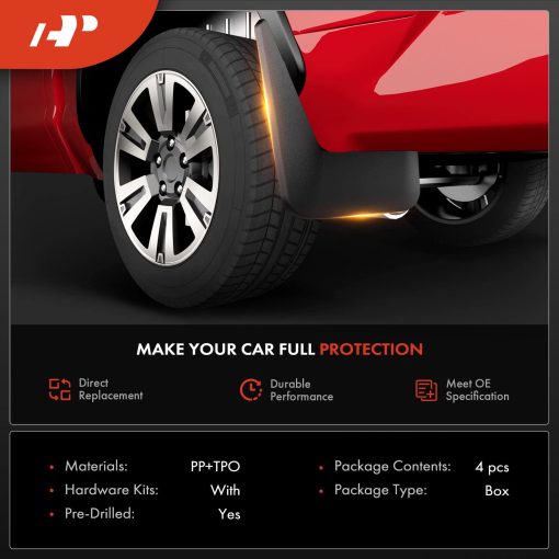 Juego de 4PCS de guardabarros salpicaduras con hardware compatibles con Mazda Miata (MX5 MX-5) 1990-1997, Convertible Solamente, 2 Puertas, Delantero y Trasero (Lados del Conductor y Pasajero) - A-Premium - Imagen 2